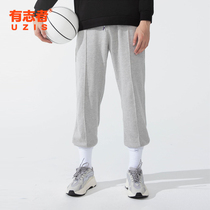 UZIS运动裤男宽松束脚裤夏季薄款休闲潮灰色篮球长裤美式训练卫裤
