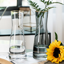 高级感创意简约玻璃花瓶透明水养植物鲜花玫瑰百合花干花插花摆件