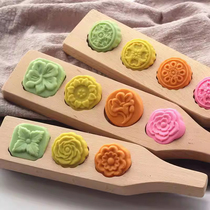新款 立体花型 清明青团面食糕点馒头绿豆南瓜饼冰皮月饼模具木质
