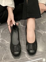 品软皮鞋女士休闲妈妈鞋2023春秋季新款软底中低跟百搭舒适单鞋女