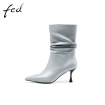 fed瘦瘦靴冬季新款靴子中筒靴气质时尚女士高级时装靴1013-YAC517