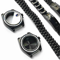 40MM手表改精工不锈钢表壳蓝宝石玻璃精钢黑适配NH35/36机芯套件