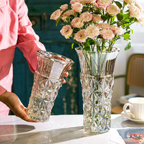 ins风网红花瓶摆件客厅插花轻奢水晶玻璃北欧玫瑰卧室水养装饰品