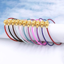 周生生手绳适用于皮绳女马卡龙3D黄金串珠转运超细.2.2MM编织手链