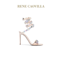 【新品】RENE CAOVILLA ROXANNE系列水钻蕾丝花卉女士高跟凉鞋