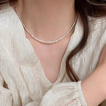 s925纯银天然淡水珍珠碎银子项链女韩国新款小众高级感手链套装