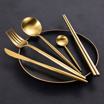 安格顿西餐刀叉304不锈钢牛扒牛排刀叉勺三件套筷子盘子套装餐具