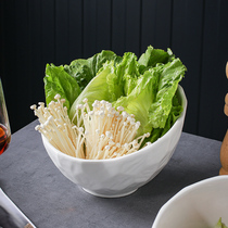 石纹斜口沙拉碗陶瓷餐具商用串串火锅蘸料调料凉菜展示生菜蔬菜桶