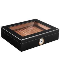 现货 钢琴漆雪茄收纳盒胡桃木便携古巴雪茄保湿木盒30支装雪茄盒