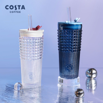COSTA大容量玻璃吸管杯女生高颜值水杯家用办公室冷饮杯带盖杯子
