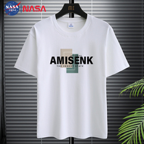 NASA原创白色短袖T恤男夏季纯棉宽松半袖休闲潮牌上衣男装体恤衫