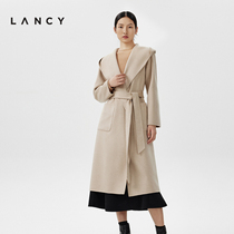 LANCY/朗姿高级感羊绒大衣女冬季新款收腰显瘦品牌双面呢羊毛外套