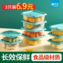茶花塑料食品收纳盒冰箱冷冻保鲜盒食品级家用蔬菜水果盒野餐饭盒