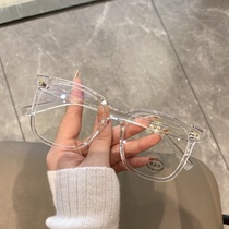 透明方框防蓝光防辐射眼镜女圆脸素颜粗框眼镜架近视眼镜可配度数