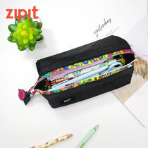 ZIPIT新品儿童对开笔盒彩绘印花大开口托盘式大容量笔袋小学生文具简约实用文具盒个性笔盒