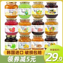 韩国进口全南蜂蜜柚子茶柠檬茶百香果茶1kg罐装果酱水果茶冲饮品