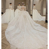 长袖婚纱2023新款新娘重工奢华大拖尾在逃公主高级感气质主纱法式