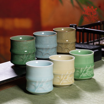 龙泉青瓷茶杯套装家用待客小杯子陶瓷个性茶具喝茶专用中式泡茶杯