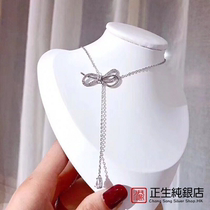 香港正生s925纯银蝴蝶耳钉项链戒指套装三件套玫瑰金饰品潮送女友