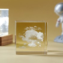 创意桌面日系天空月地球水晶云朵立方鲸云摆件礼物送女友生日