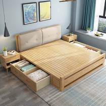 源氏木语北欧全实木床现代简约单双人1.8米1.5经济小户型婚床家具