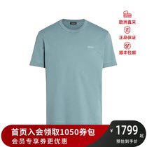 杰尼亚 ZEGNA 男士棉质小LOGO刺绣圆领短袖T恤 UB360A5 B760