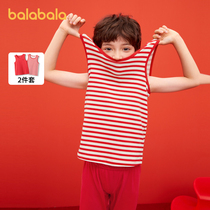 巴拉巴拉男童背心龙年新款儿童吊带本命年红色新年季亲肤棉两件装