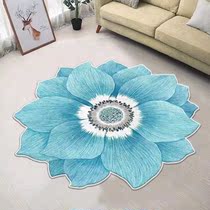蓝色莲花地毯客厅茶几新中式沙发阳台地垫卧室床边复古风艺术脚垫