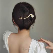 夏季时尚珍珠发夹女后脑勺扭扭夹盘发神器盘发抓夹气质发卡子头饰