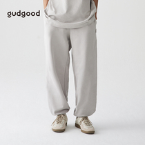 gudgood520G重磅全棉针织长裤宽松束脚卫裤休闲裤子男女同款