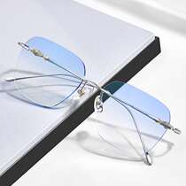 新款无边框防蓝光辐射电脑眼镜近视男可配度数抗疲劳女平光护眼睛