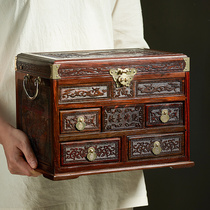 老挝大红酸枝木首饰盒收纳盒实木中式复古珠宝箱红木饰品盒梳妆台