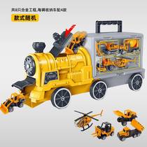 新 款儿童玩具模型仿真货柜车合金小汽车男孩消防工程车大火车套