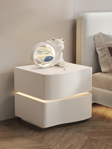 联邦家具官方奶油风2023新款实木床头柜带灯一体现代简约卧室收纳