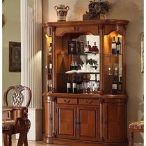 美式实木酒柜靠墙欧式红酒柜餐厅客厅家用餐边柜隔断备餐柜多功能