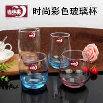 包邮一盒6只装彩色玻璃杯极光玻璃水杯茶杯耐热玻璃茶饮杯果汁杯
