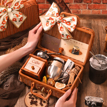 手磨手摇手压咖啡机送人咖啡豆研磨机一体小型家用便携式礼盒套装