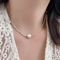 单珠珍珠项链S925纯银白亮闪极细碎银子手工轻奢小众女施家珍珠