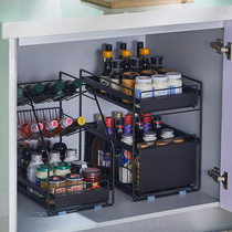 免安装厨房下水槽置物架大号橱柜双层抽拉式收纳架台面分层储物架