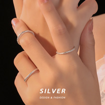 s925纯银不规则锡箔纹理戒指女韩版简约小巧细致个性百搭闭口指环