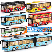号大双层公交车玩具开门公共汽车模型儿童大巴男孩合金巴士玩具车