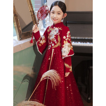 红色汉服女童2022新款儿童中国风古装唐装拜年服喜庆过年衣服夏装