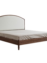 品美式复古黑胡桃木床全实木床北欧约软包主卧双人床18米大床促