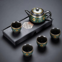 功夫茶具套装家用办公室会客玻璃泡茶壶陶瓷茶杯组合小型干泡茶盘
