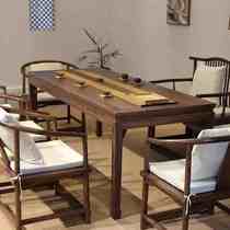 新中式茶桌椅组合套装禅意明式黑胡桃木实木原木办公茶台茶室家具
