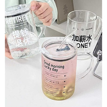 高硼硅大容量玻璃杯带把水杯吸管带盖耐高温家用杯子可以恒温加热