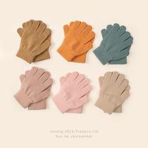 秋冬季保暖针织线薄款素色纯色魔术手套儿童小孩小学生手套男女孩