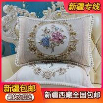 新疆西藏包邮客厅沙发靠垫欧式抱枕套刺绣提花网红靠枕床头靠背垫
