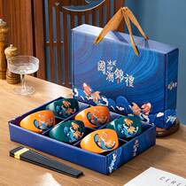 青花瓷碗筷套装米饭碗碟套装家用创意日式餐具陶瓷碗礼品碗礼盒装