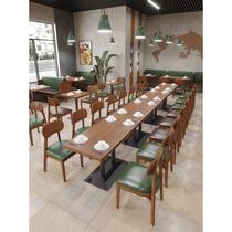 复古餐厅实木桌椅咖啡西餐厅沙发奶茶汉堡小吃快餐店桌椅组合定制